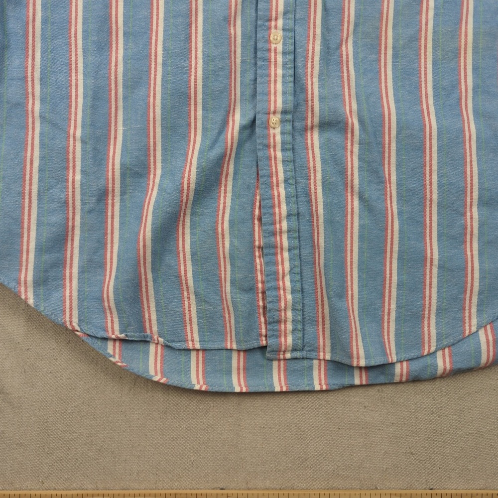 Vtg Polo Ralph Lauren Shirt Mens Extra Large Striped Blaire Cotton Linen Oxford - Picture 3 of 11